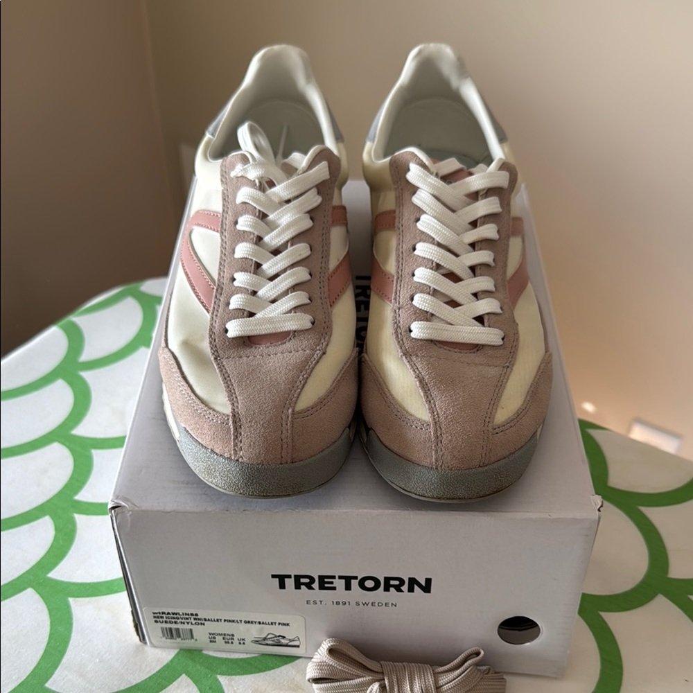 Tretorn Sneakers in Cream and Pink Rawlins Size 8